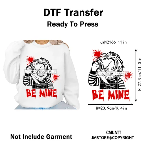 See You In Hell Scary Movie True Love Couple Halloween Season Iron on DTF Washable Transfers Stickers Ready to Press for Textile