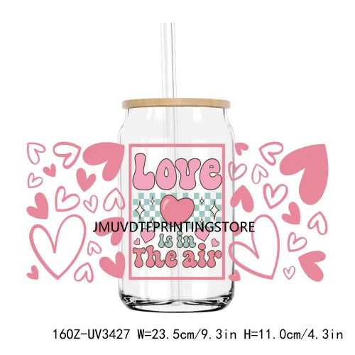 Love More Worry Less UV DTF Sticker For 16OZ Libbey Glass Cup Can Wrap Transfer Sticker Custom Labels DIY Logo XOXO Valentines