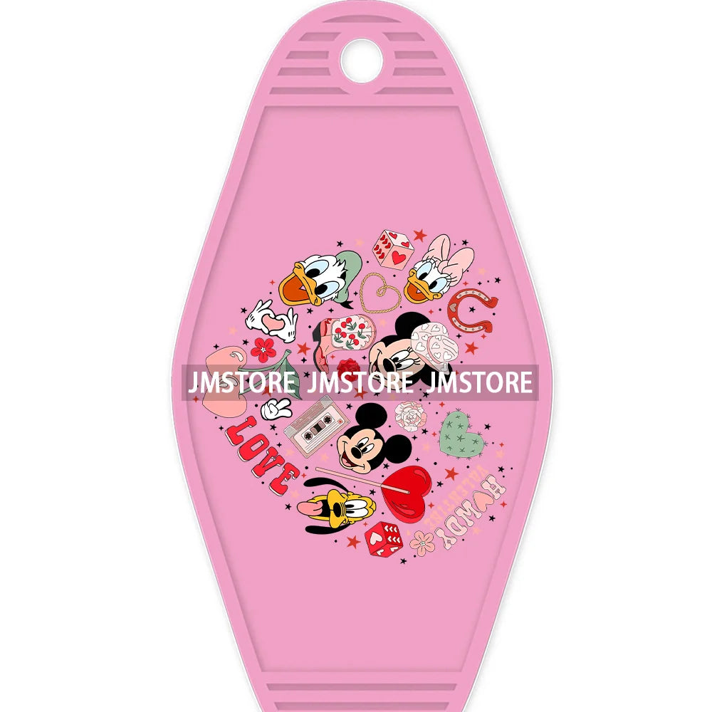 Faux Cartoon Couple Character Mouse And Friends High Quality WaterProof UV DTF Sticker For Motel Hotel Keychain Be My Valentine