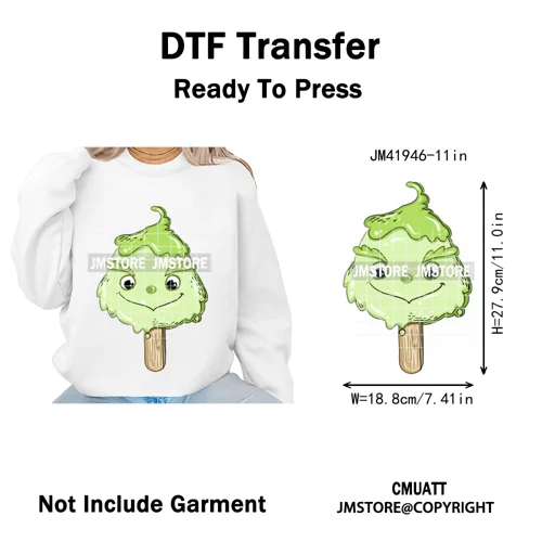 Sweet Christmas Popsicles Spooky Halloween Ice Cream Iron on DTF Washable Transfers Stickers Ready to Press for Clothing Bags