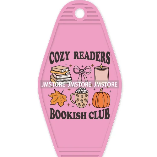 Cozy Readers Bookish Cub High Quality WaterProof UV DTF Sticker For Motel Hotel Keychain Custom Labels Fall Halloween Season