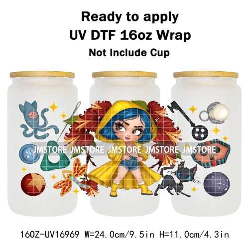 Witchy Princess Halloween Trick Or Treat 16OZ UV DTF Cup Wraps Ready To Apply Waterproof Transfer Stickers For Libbey Glass Can