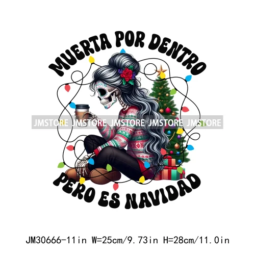 Pan Dulce Concha Ghost Christmas Feliz Latina Girl Muerta Por Dentro Pero Es Navidad Iron On DTF Transfers Stickers For Clothes