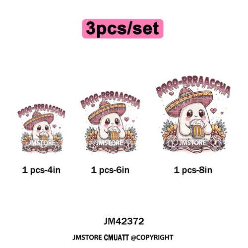 Coquette Halloween Spooky Espantan Latina Mexican Conchas Ghost Iron on DTF Washable Transfer Sticker Ready to Press for Hoodies
