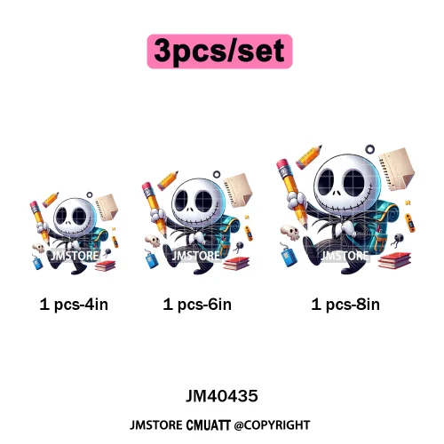 Cartoon Character Back To School Book Teacher School Friends Iron on DTF Washable Transfers Stickers Ready to Press for Textile