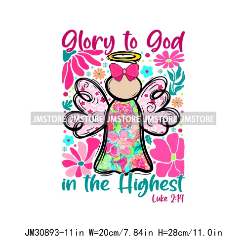 Joy To The World Jesus Christian Christmas Bible Verse Glory To God Iron On DTF Transfers Stickers Ready To Press For Clothes