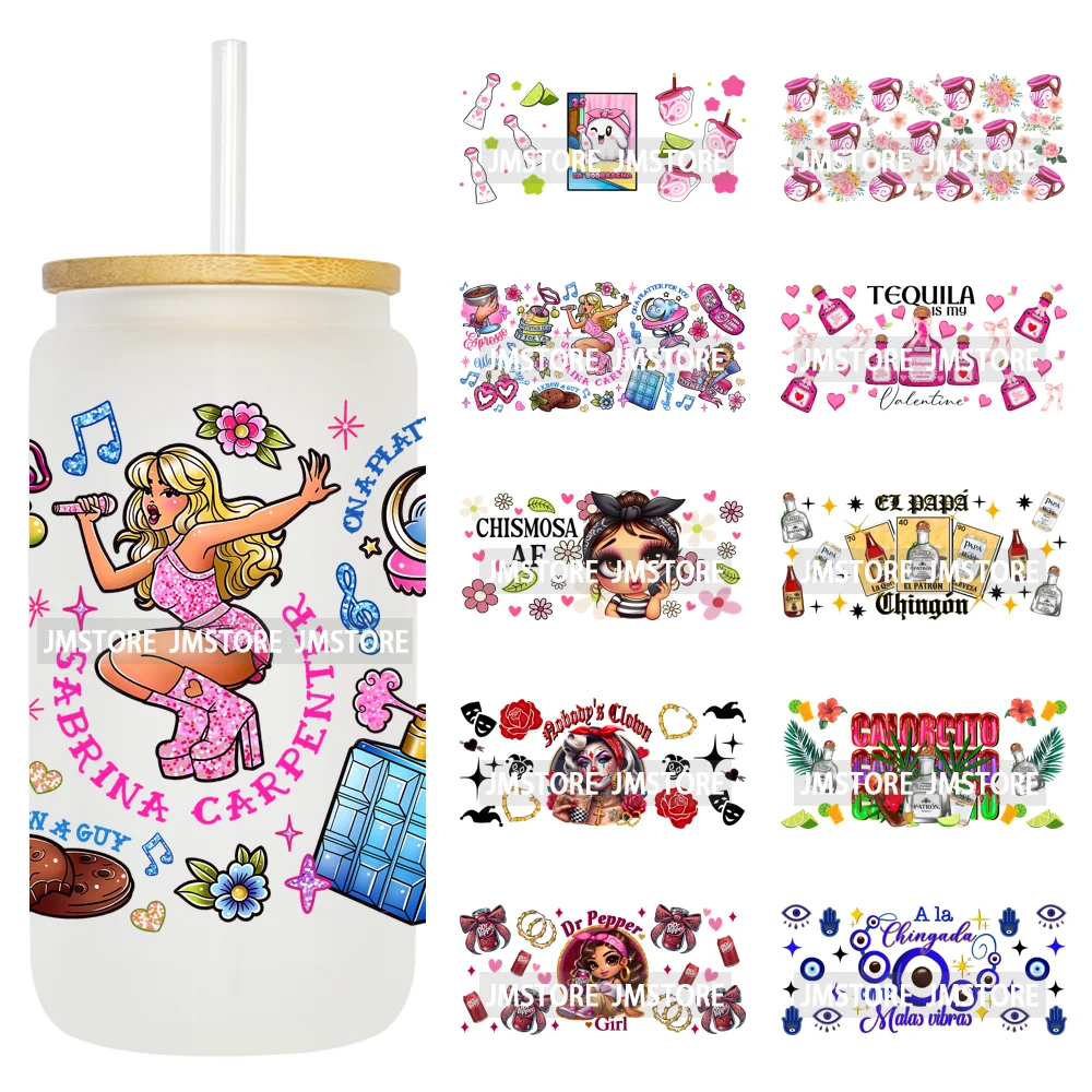 Mexican Culture Drinks Tequila Evil Eye 16OZ UV DTF Cup Wrap Ready To Apply Waterproof Transfer Stickers For Libbey Glass Can