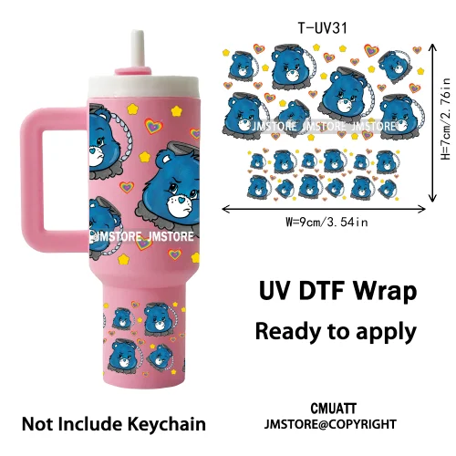 Trendy Cartoon Movies UV DTF Mini Tumbler Keychain Wraps Ready To Press High Quality Wraps UV Stickers for Tumbler Keychain