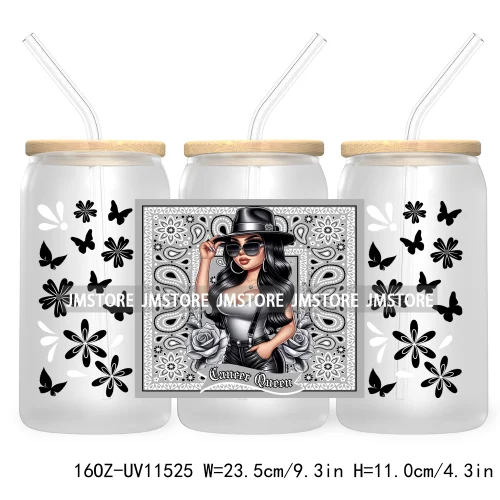 12 Zodiac Queens Chicana Mexican Girl 16OZ UV Cup Wrap DTF Transfer Stickers For Libbey Glass Can Cups Tumbler Waterproof Labels