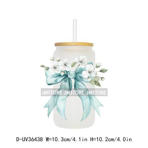 Colorful Bow Ribbon Bridal Birthday UV Sticker Decals For Libbey Cold Cups Mugs Tumbler Transfer Stickers Waterproof DIY Prints