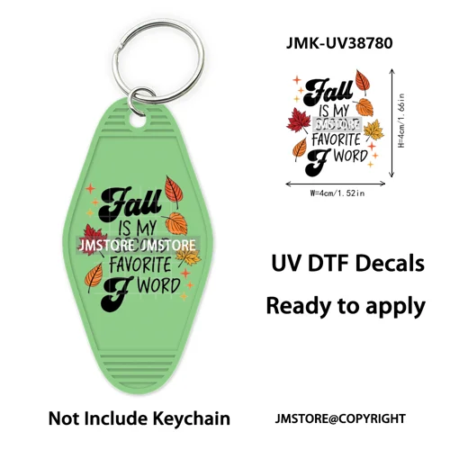 Fall Halloween Quotes Spooky Boo UV DTF Motel Keychain Decal Ready To Ship Durable Transfer Stickers Prints For Hotel Keychain
