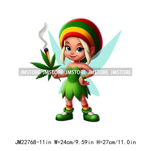 Iron On Weed 420 Marijuana Plant Cartoon Smoking Animal DTF Transfers Stickers Ready To Press For Clothes
