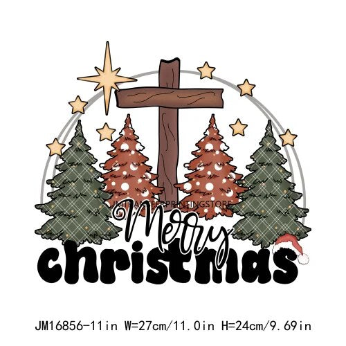 Cozy Christmas Season Joy Hot Cocoa Santa Claus Decals Merry Christmas Faith Jesus Transfer Sticker Ready To Press For Clothes