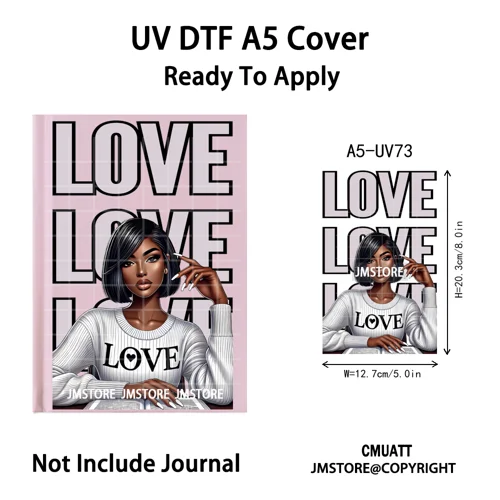 Christian God Pray Afro Girl Alphabet UV DTF Notebook Cover Decals Ready To Apply Durable Transfer Stickers For A5 Journal Cover