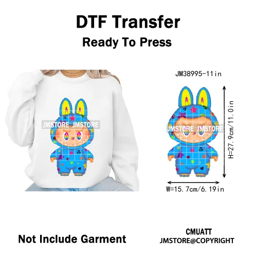 Colorful Monster Keychain Doll Character Designs Iron on DTF Washable Heat Transfers Stickers Ready to Press for T-shrits Bags