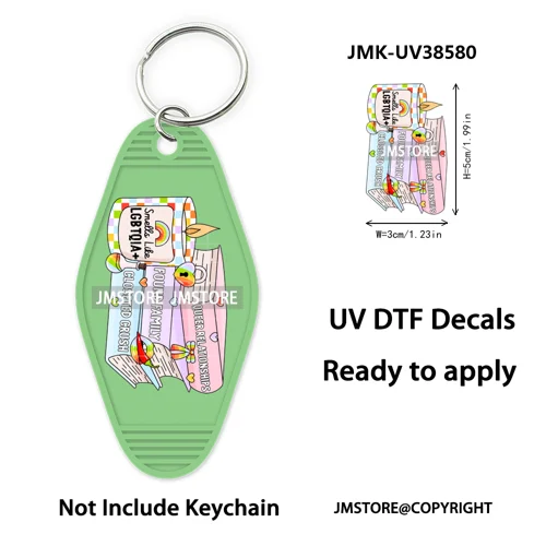 Positive Quotes Books Coffee Lover Girly UV DTF Motel Keychain Decal Ready To Ship Transfer Stickers Prints For Hotel Keychain