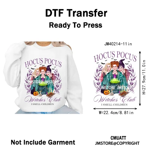 Horror Halloween Movie Witches Social Club Thug Life Coquette Iron on DTF Washable Transfers Stickers Ready to Press for Textile