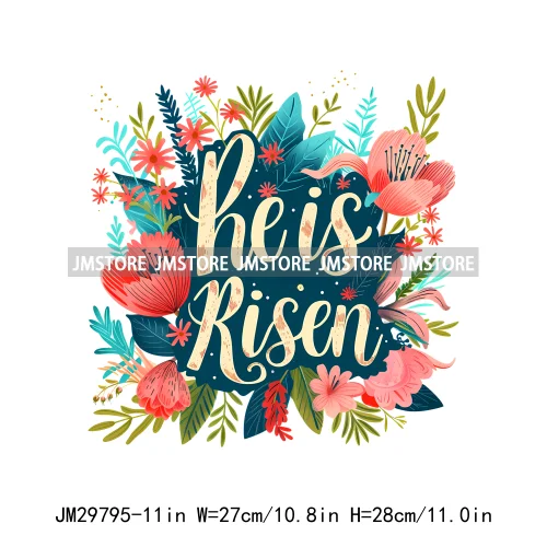 Floral Christian Jesus Praise God Religious Bible Verse Motivational Quotes Iron On DTF Heat Press Transfer Stickers For Clothes