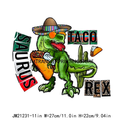 Colorful Mexican Pinata Latina Cinco De Mayo Festival Logos Iron On Fiesta Tacos Tequila DTF Transfer Stickers For Clothing