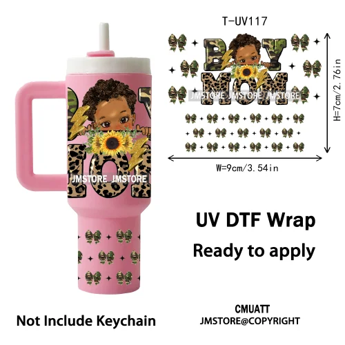 Black Mom Queen Afro African Custom UV DTF Stickers Print Tumbler Wraps Ready to Transfer Waterproof For Mini Tumbler Keychain