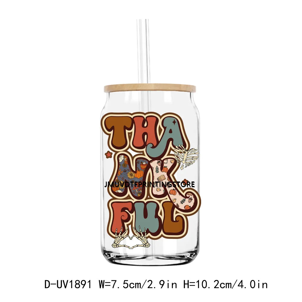 Cozy Pumpkin Sesaon Fall Vibes Leaves UV DTF Transfers Stickers Decals For Libbey Cold Cups Mugs Tumbler Waterproof DIY Craft