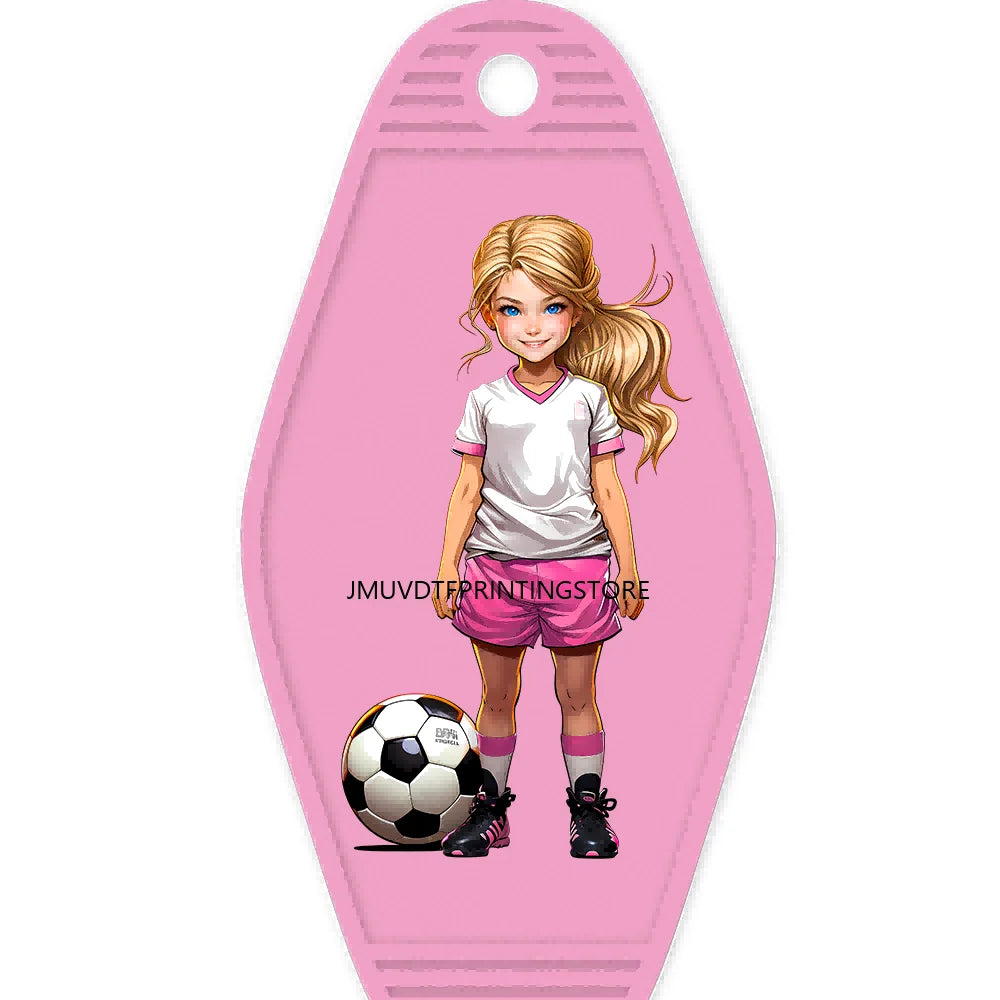 Sport Football Player High Quality WaterProof UV DTF Sticker For Motel Hotel Keychain Black Afro Girls