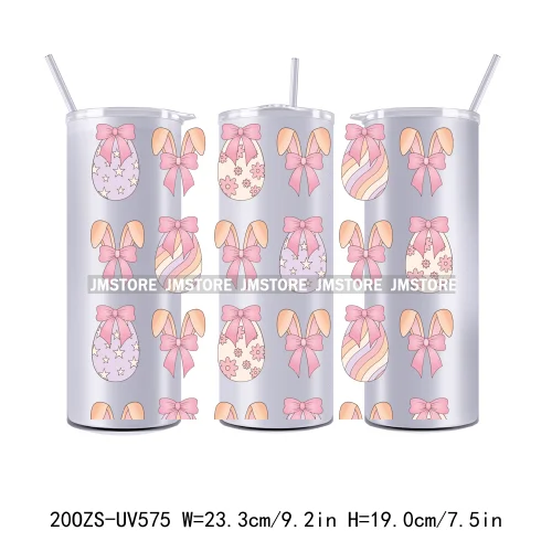 Coquette Easter Peeps Spring Floral Bunny Eggs 20OZ Skinny Tumbler Wrap UV DTF Transfer Stickers Personalized Logo For Tumbler