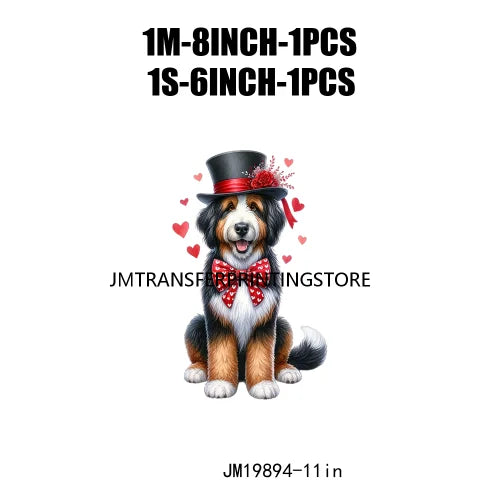 Puppy Valentine's Day Animal Love Cute Dog Heat Press Iron On DTF Heat Transfers Stickers Ready To Press For Shirts