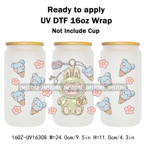 Funny Cartoon Monster Characters Ice Cream UV DTF Stickers Ready To Apply Cup Wrap Custom Prints DIY Craft For Libbey Glass Can