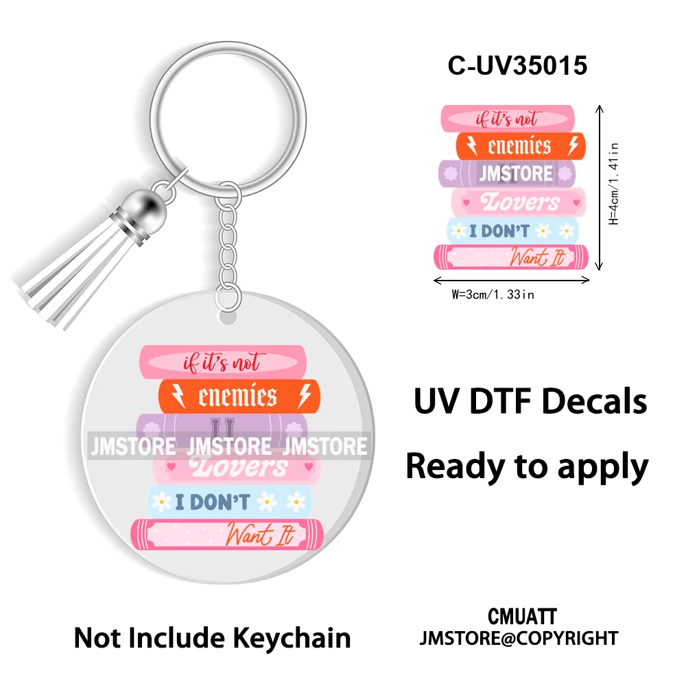 Smells Like Historical Romance Bookish Positive Quotes New WaterProof UV DTF Stickers For Round Circle Acrylic Keychain Key Ring