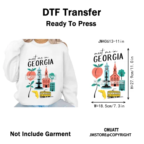Retro American Citycape Scenery Badge States Lover Designs Iron on DTF Washable Transfers Stickers Ready to Press for Clothing