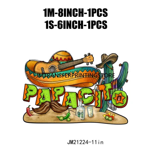 Colorful Mexican Pinata Latina Cinco De Mayo Festival Logos Iron On Fiesta Tacos Tequila DTF Transfer Stickers For Clothing