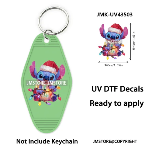 Christmas Santa Cartoon Character UV DTF Keychain Wraps Ready To Apply Waterproof High Quality Decals For Hotel Motel Keychain