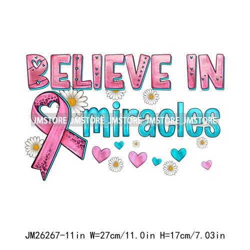 Faith Hope Love In October We Wear Pink Fight Breast Cancer Survivor Queen DTF Iron On Heat Press Transfer Stickers For Clothing