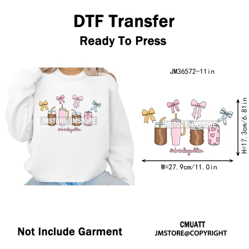 Coffee Mom Club Girlie Drink Reading Motivational Positive Quotes Iron on DTF Heat Transfers Stickers Ready to Press for Clothes
