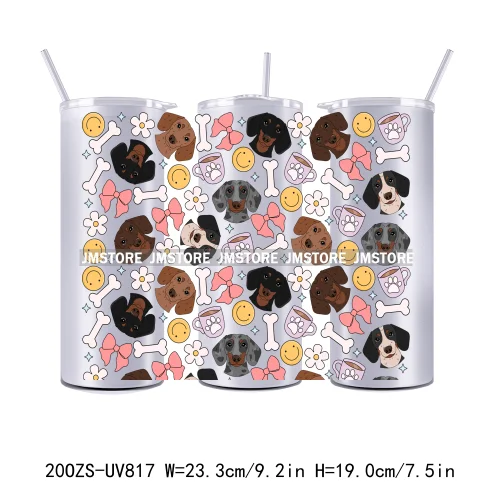 Coquette Puppy Dog Mom Cat Lover Pets 20OZ Skinny Tumbler Wrap UV DTF Transfer Stickers Personalized Labels For Straight Tumbler