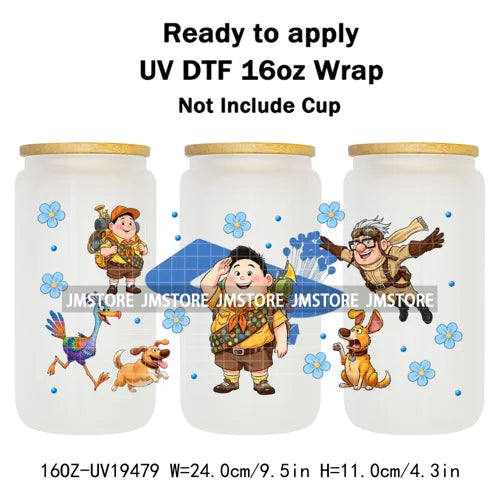 Up Gifts Balloon House Adventure Old Man 16OZ UV DTF Cup Wraps Ready To Apply Waterproof Transfer Stickers For Libbey Glass Can
