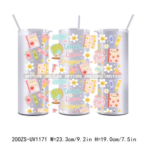 Floral Fruit Bookish Affirmation 20OZ Tumbler Wraps Ready To Ship UV DTF Transfer Stickers Waterproof Prints For Skinny Tumbler