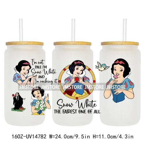 Beautiful Princess Cartoon Gnomes UV DTF Wraps Transfer Sticker Ready To Apply Waterproof Logo For 16OZ Libbey Glass Can Tumbler