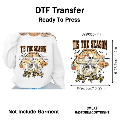 Funny Halloween Quotes Ghouls Stay Spooky Creep It Real Iron on DTF Washable Transfers Stickers Ready to Press for T-shirts Bags