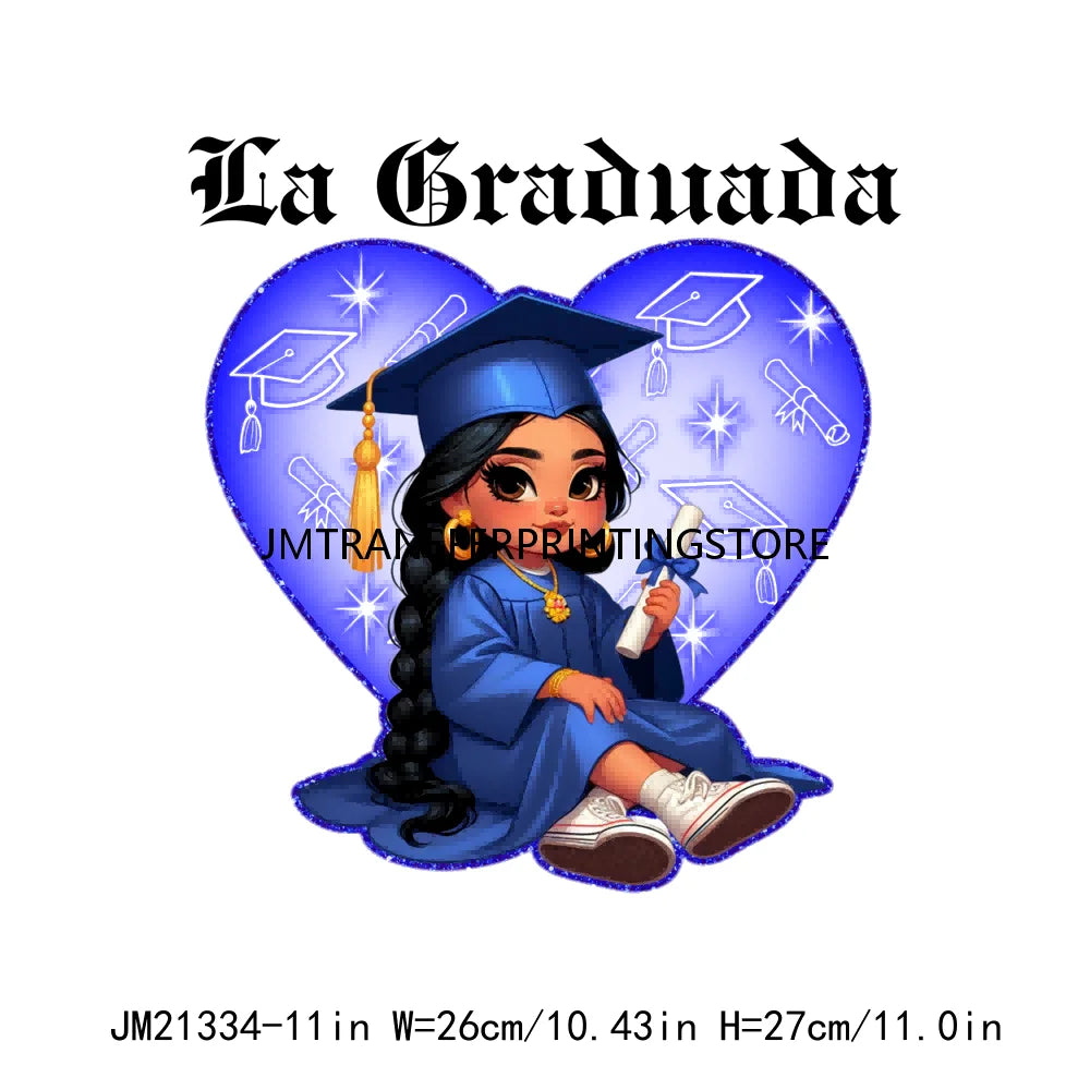 Chicana Chola Educated Latina Graduation Girl Mexican Culture Iron On Stickers Chingona y con Diploma DTF Transfers For Garment