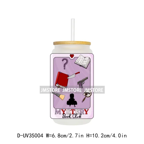 Trendy Readers Book Club UV Sticker Decals For Libbey Cold Cups Mugs Tumbler Transfer Stickers Waterproof High Quality Labels