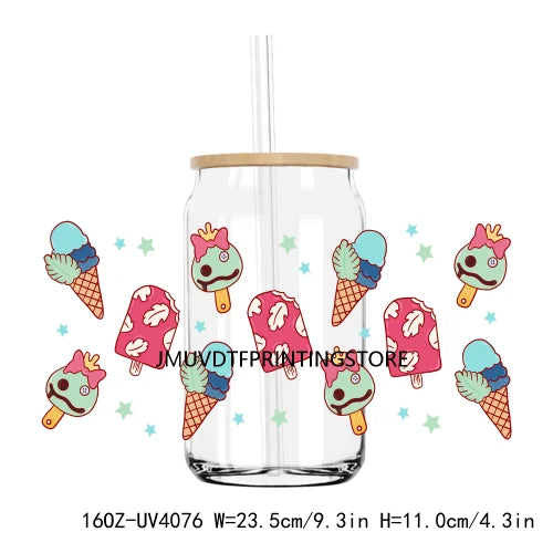 Hot Sale Movies Cartoon Princess UV DTF Sticker For 16OZ Libbey Glass Cup Can Wrap Transfer Sticker Custom Labels DIY Logo Kids