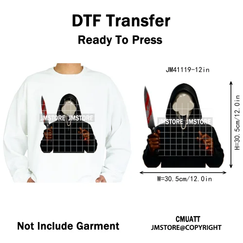 Halloween Spooky Afro Dad Scary Movie Smoking Character Costume Design Iron on DTF Transfer Stickers Ready to Press for Clothing