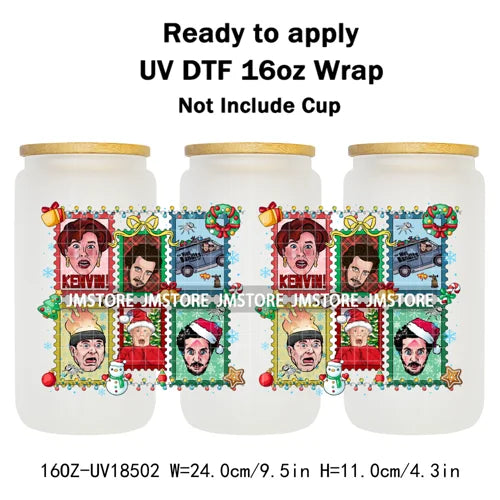 Retro Christmas Movie Character UV DTF Cup Wrap Ready To Apply Transfer Stickers Durable 16OZ Tumbler Wraps For Libbey Glass Can