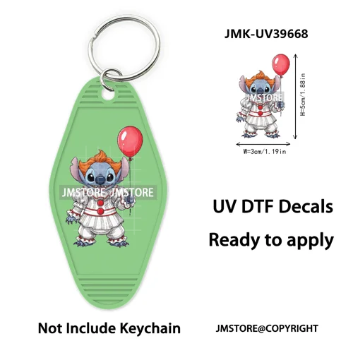 Horror Cartoon Halloween Pumpkin UV DTF Motel Keychain Decals Ready To Ship Durable Transfer Stickers Prints For Hotel Keychain