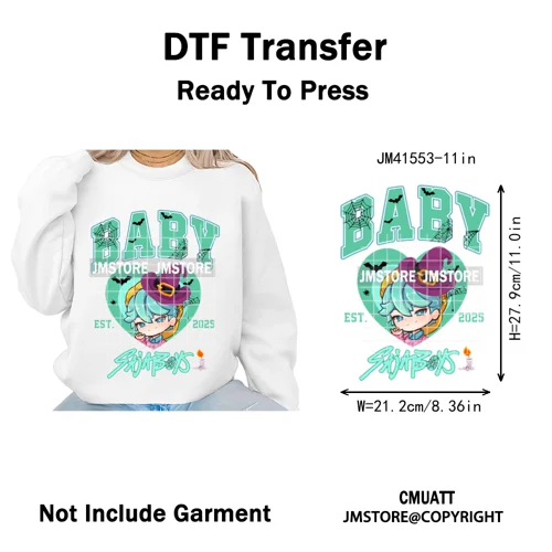 Cute Blue Tiger Idol Group Characters Kpop Halloween Pumpkin Iron on DTF Washable Transfers Stickers Ready to Press for Textile