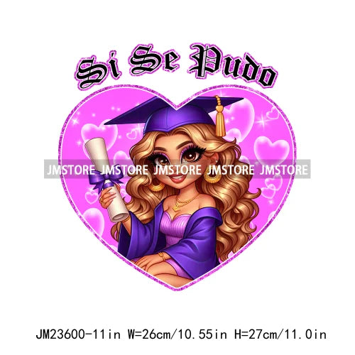 Chicano Graduation Para Mi Familia Si Se Pudo Chicano Educated Latina Sernior School Girls DTF Transfer Stickers For T-shirts