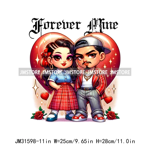 Sweet Always Forever Chicano Valentine Chola Couple Mexican Latina Love Iron On DTF Transfer Stickers Ready To Press For Clothes