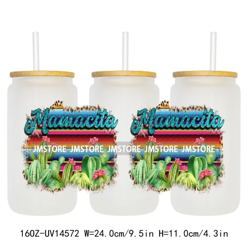 Howdy Western Mama Cowhide UV DTF Wraps Transfer Sticker Selfadhesive Waterproof High Quality For 16OZ Libbey Glass Can Tumbler